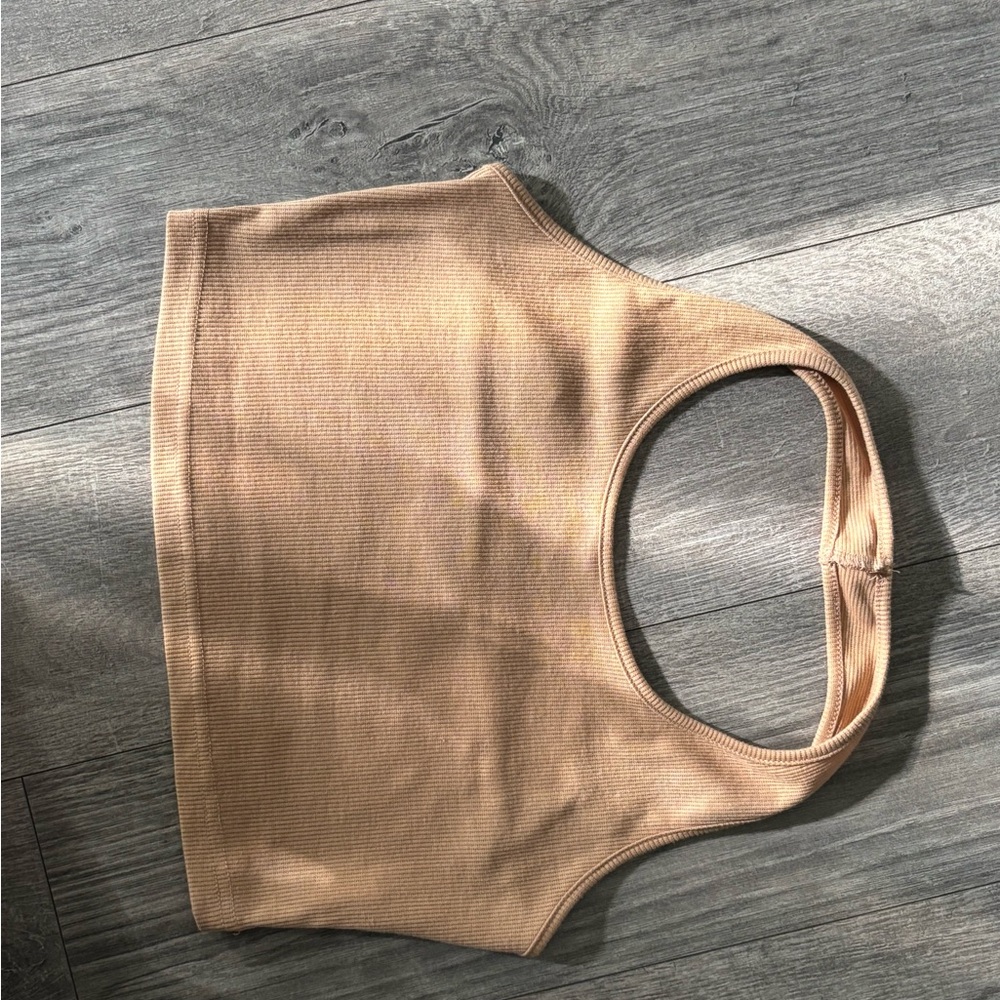 Chic Tan Ribbed Sleeveless Top